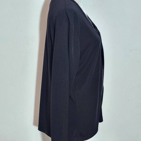 Ann Taylor Black Cardigan with Velvet Trim NWT Size Large Classic Black Cardigan - Picture 4 of 9
